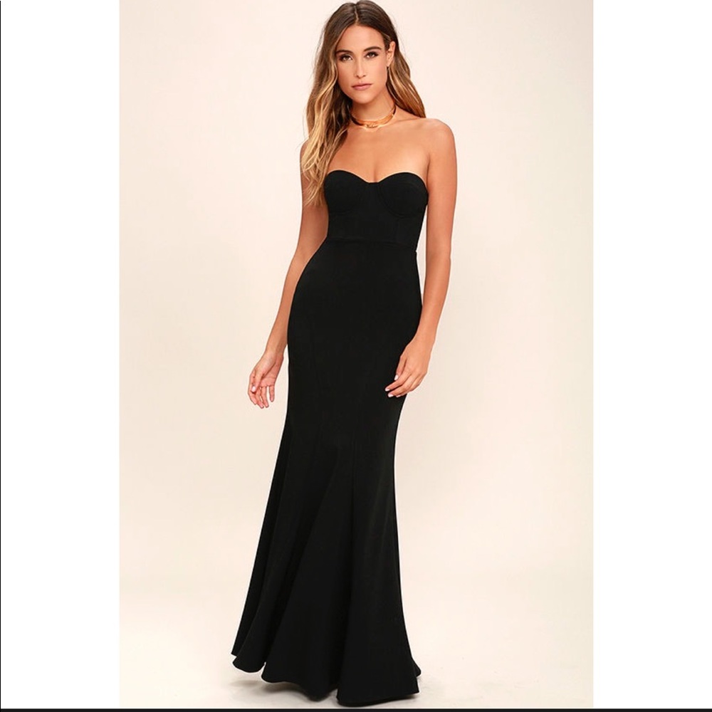 Lulus For Infinity Black Strapless Maxi Dress